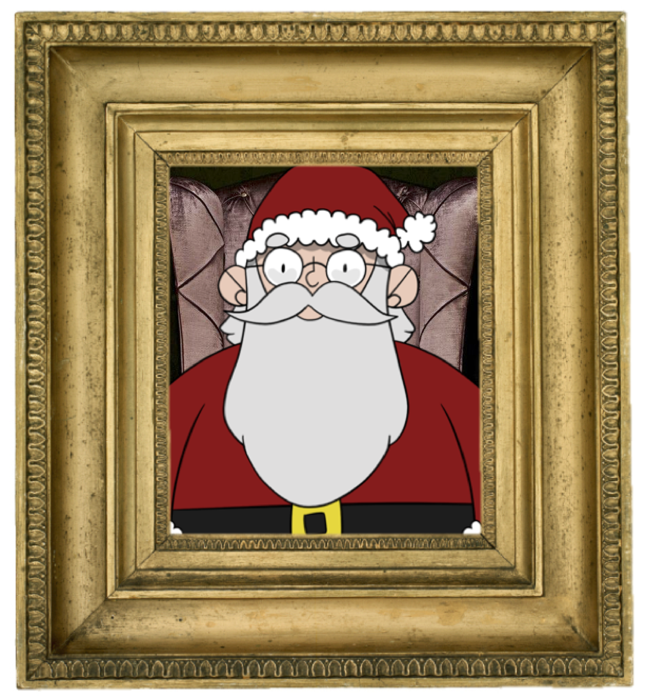 Santa Claus Portrait in gold frame